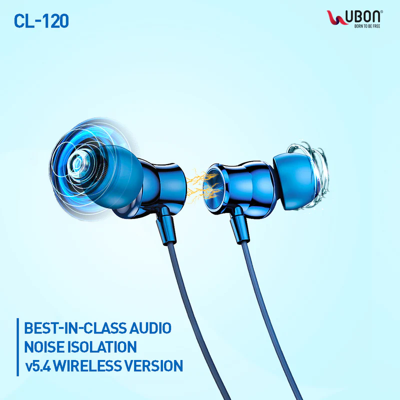 UBON CL-120 ENC Magnetic Wireless Neckband: Enjoy Powerful Features with 80 Hours Playtime.