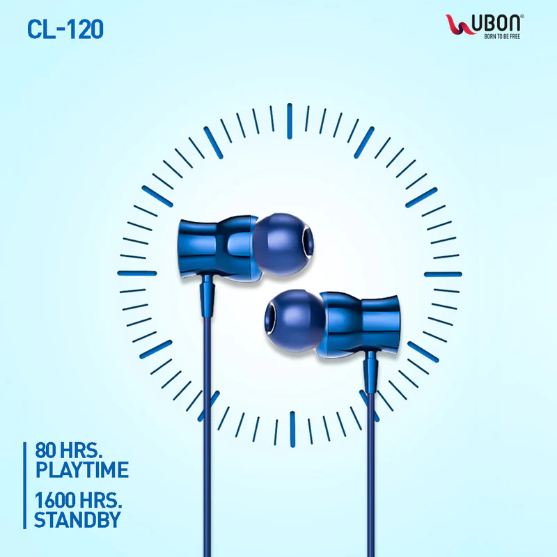 UBON CL-120 ENC Magnetic Wireless Neckband: Enjoy Powerful Features with 80 Hours Playtime.