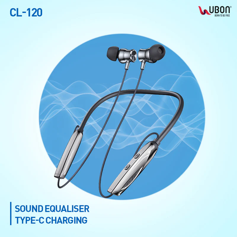 UBON CL-120 ENC Magnetic Wireless Neckband: Enjoy Powerful Features with 80 Hours Playtime.