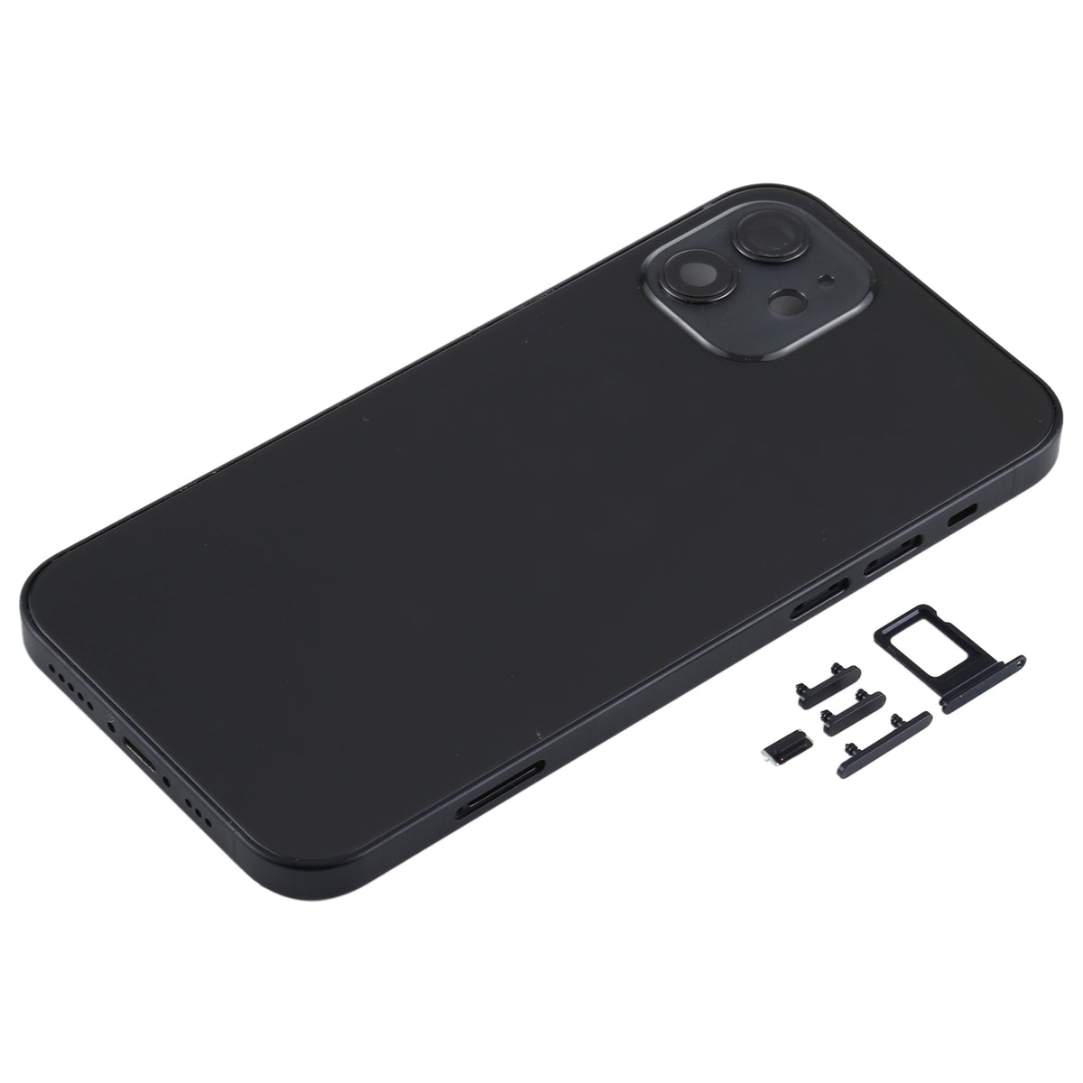 Full Body Housing with SIM Card Tray, Side Keys & Camera Lens Compatible with Apple iPhone 12