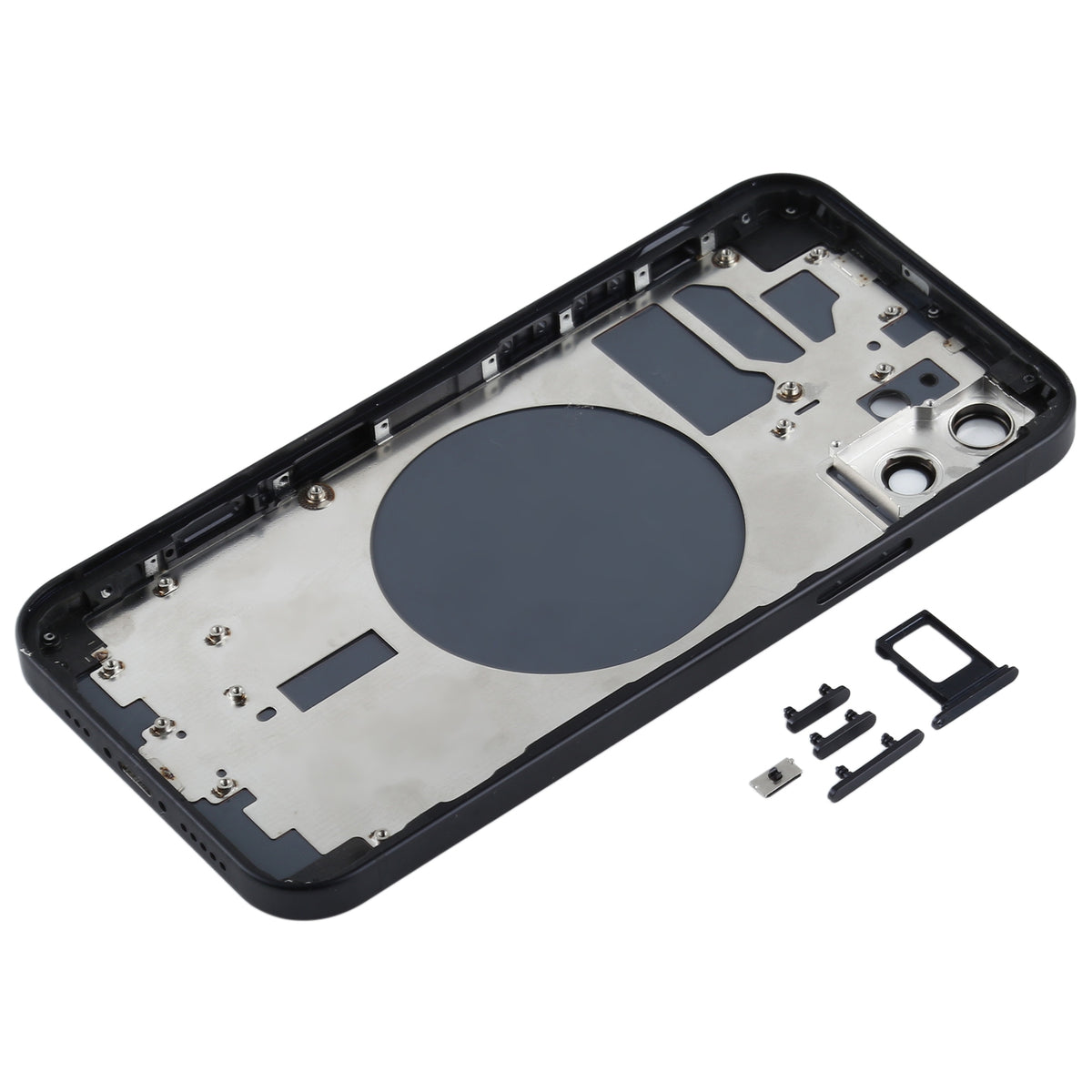 Full Body Housing with SIM Card Tray, Side Keys & Camera Lens Compatible with Apple iPhone 12