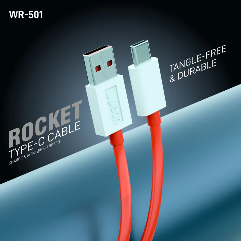 UBON WR-501 1metre, 65W High-Speed Charging Cable with Type-C connector, supports multiple charging protocols and multiple devices