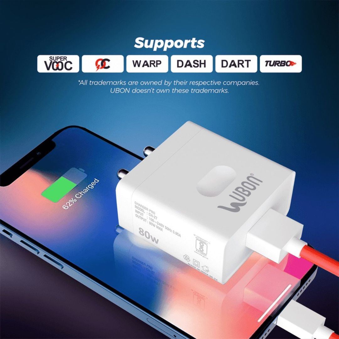 UBON CH-27 Charge Pro 80W Fast & Safe Charger