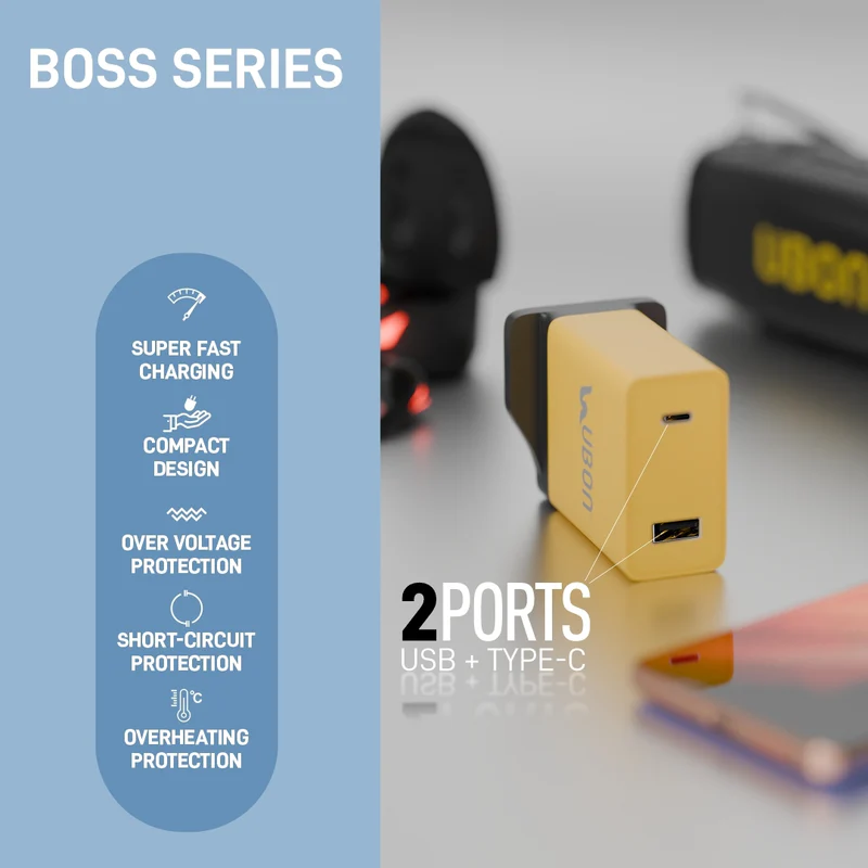 UBON CH-945 Boss Series Dual Port Fast Wall Charger: Superfast Charging, Powerful Performance