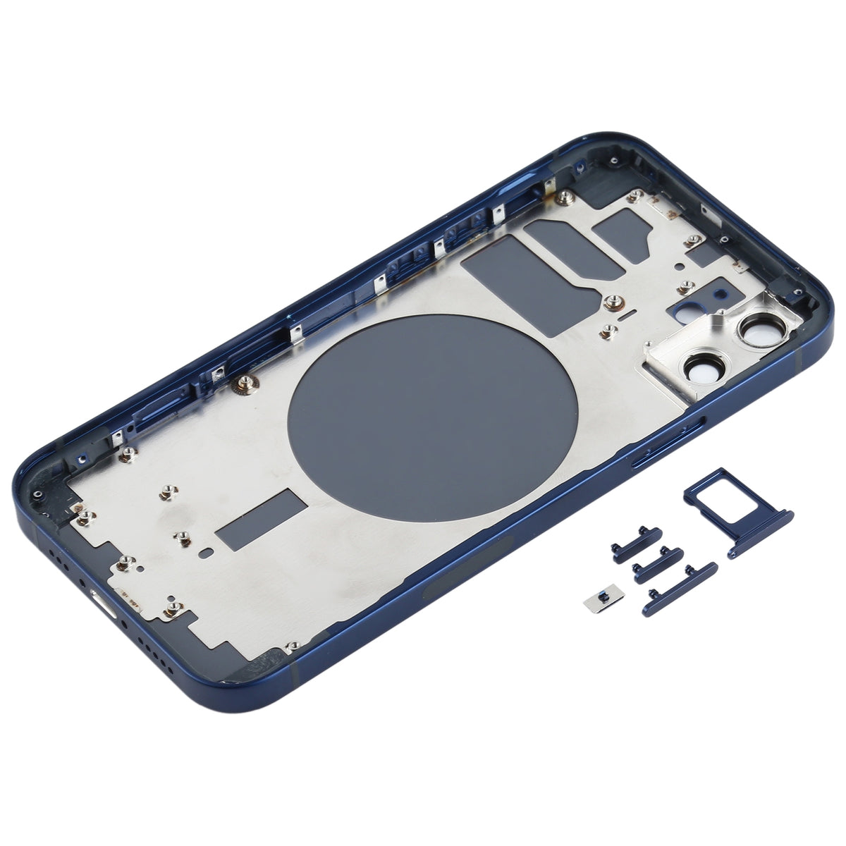 Full Body Housing with SIM Card Tray, Side Keys & Camera Lens Compatible with Apple iPhone 12