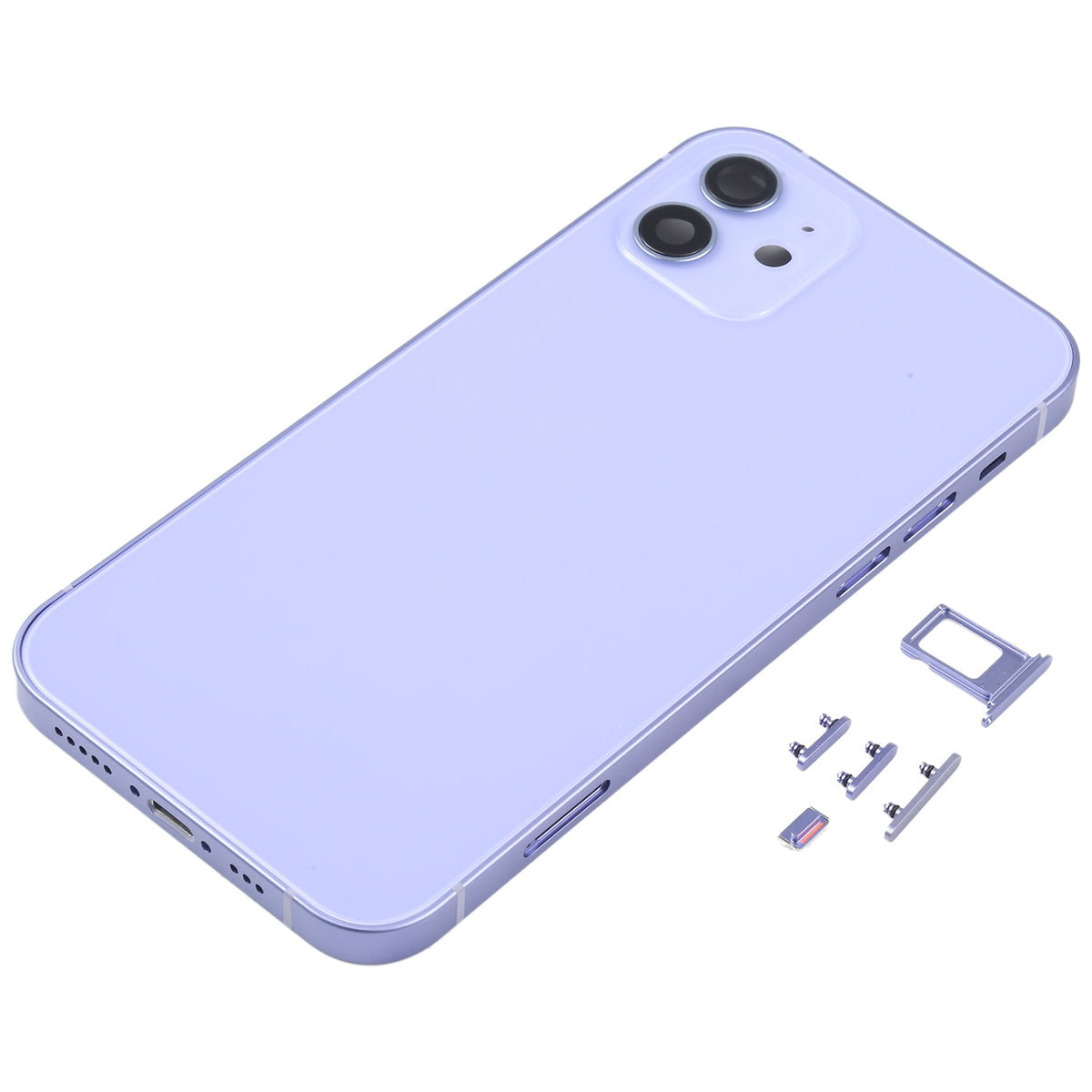 Full Body Housing with SIM Card Tray, Side Keys & Camera Lens Compatible with Apple iPhone 12