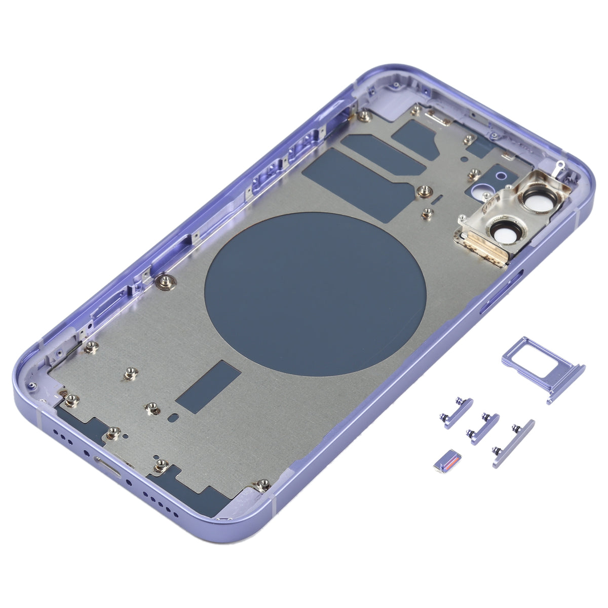 Full Body Housing with SIM Card Tray, Side Keys & Camera Lens Compatible with Apple iPhone 12