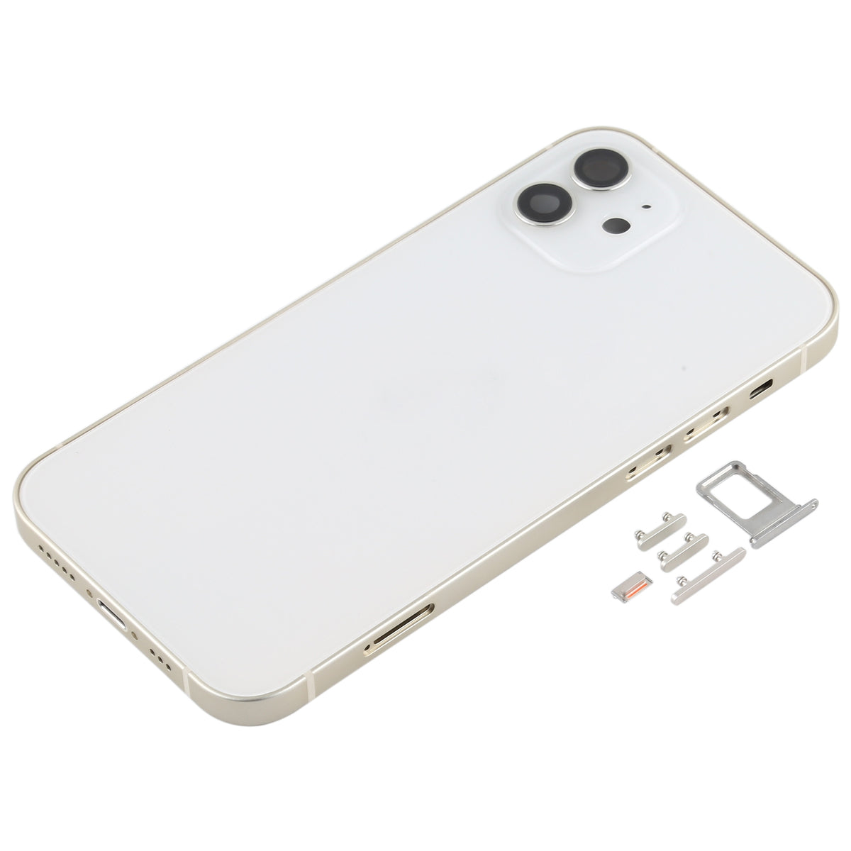 Full Body Housing with SIM Card Tray, Side Keys & Camera Lens Compatible with Apple iPhone 12