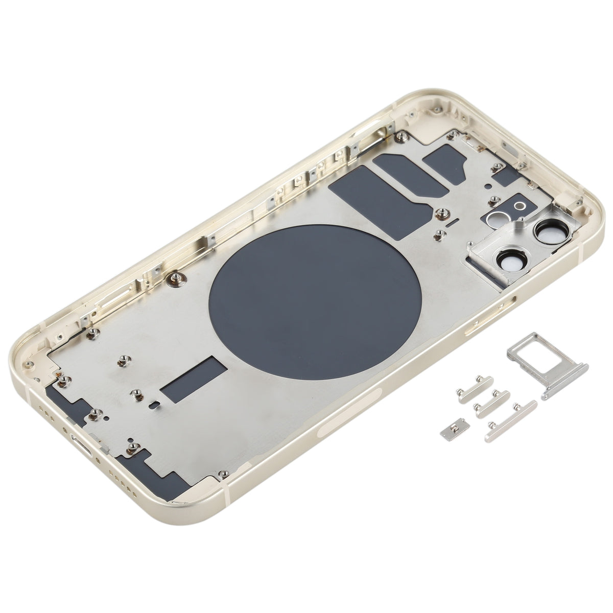 Full Body Housing with SIM Card Tray, Side Keys & Camera Lens Compatible with Apple iPhone 12