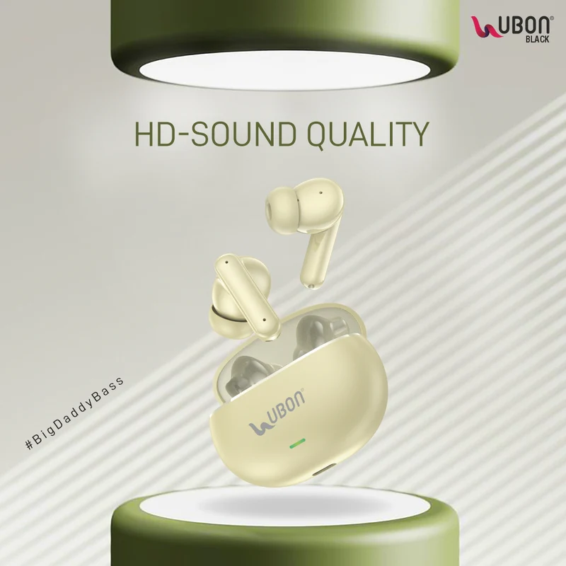 UBON J20 True Wireless Earbuds – Premium Wireless v5.3, Noise Cancelling, Long Battery Life, Comfortable Fit, Built-In Microphone, and Touch Controls