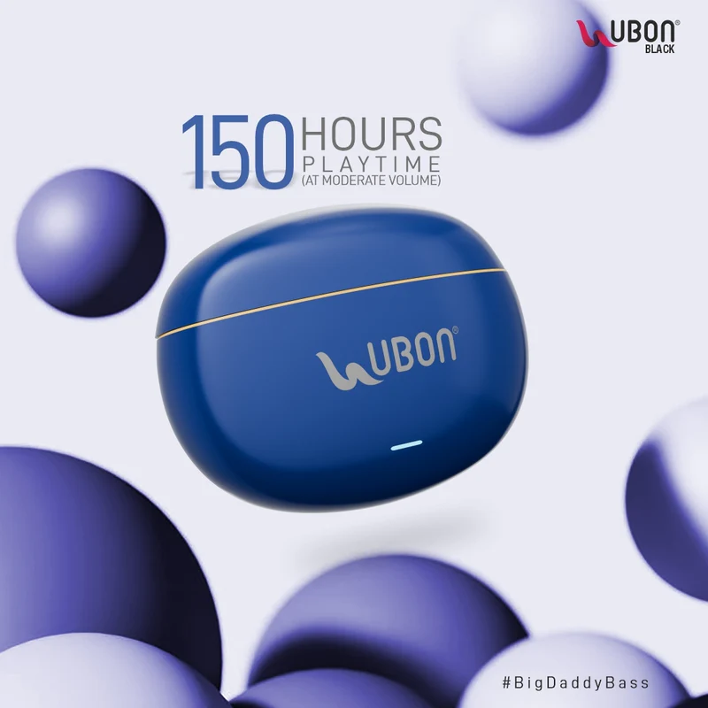 UBON J20 True Wireless Earbuds – Premium Wireless v5.3, Noise Cancelling, Long Battery Life, Comfortable Fit, Built-In Microphone, and Touch Controls