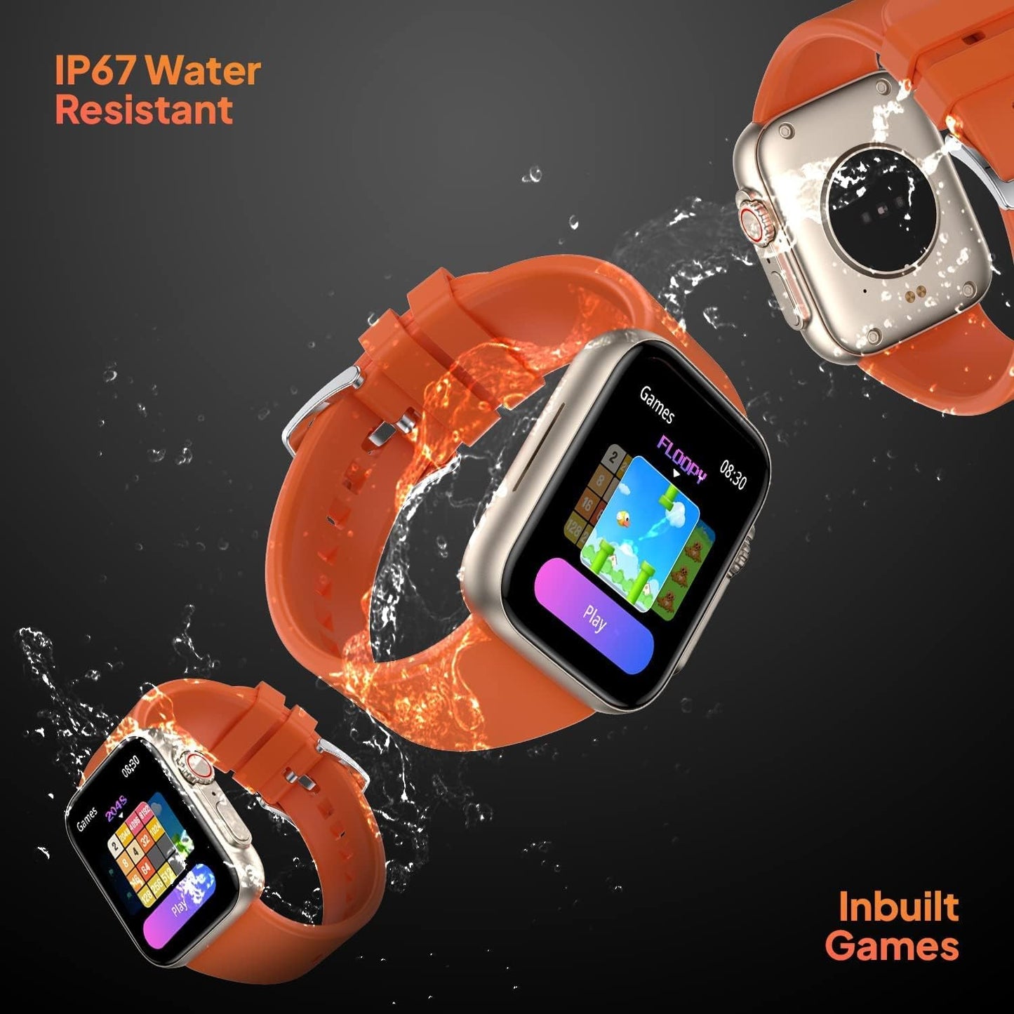 T800 Ultra Smart Watch 1.99" Series 8 HD Display - Campatible for Apple & Android -Bluetooth Call, Fitness Tracker, Voice Assistance -  Orange)