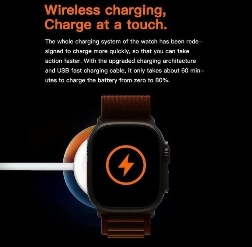 T900 Ultra Smart Watch 2.09" Infinite Display Series 8 Wireless Charging Heart Rate Monitor Bluetooth Call Watch -  Black)